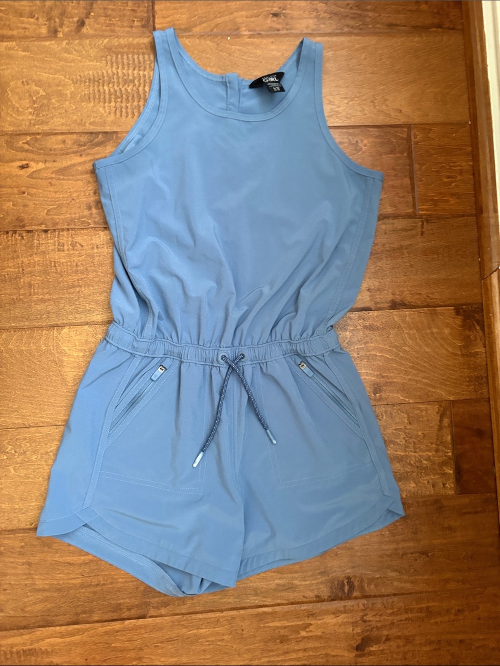 Athleta Sky Blue Sleeveless Drawstring Romper
